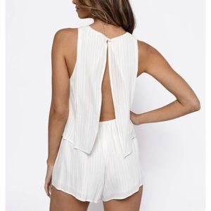 White Open Back Romper by Tobi